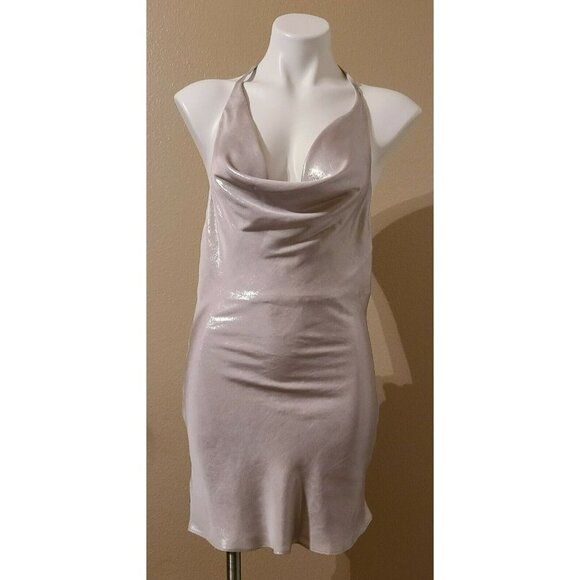 Zara Dresses & Skirts - Zara Satin Bodycon Dress Spaghetti Strap Backless Cami gold Metallic Mini Dress